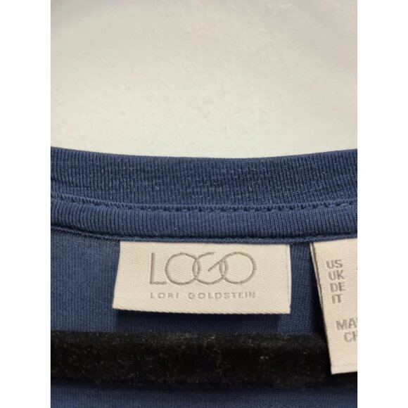 LOGO By Lori Goldstein Womens Midi Dress Sz 1X Navy Minimalist Lagenlook Modest - Picture 5 of 10